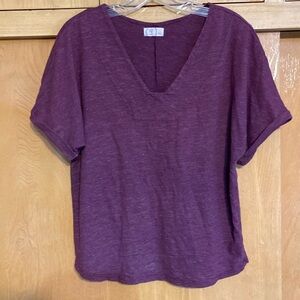 Maurices 24/7 deep V neck purple cuff sleeves women’s shirts top small